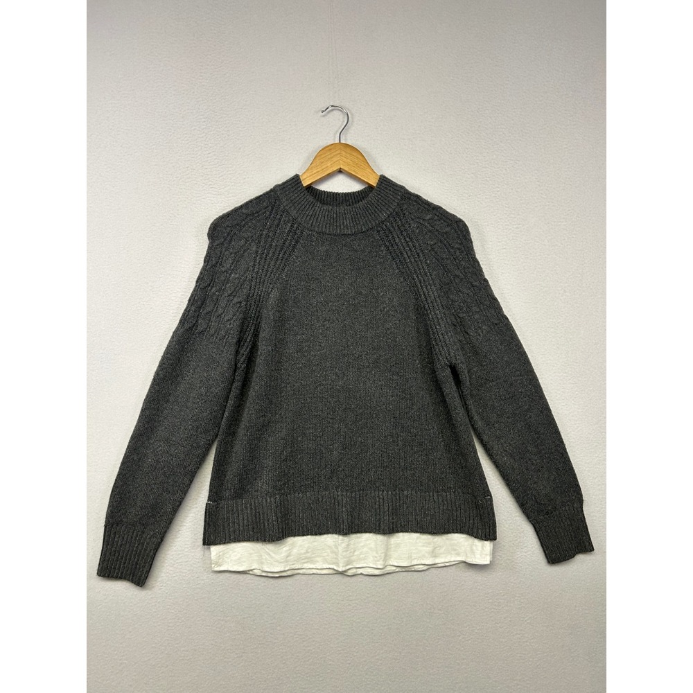 Dark Academia Design History Womens Size M Gray Layered Cable Knit Sweater